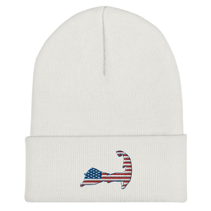 Cape Cod Patriotic American Flag Winter Hat Beanie
