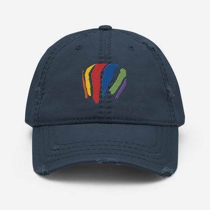 Rainbow Swash Distressed Velcro Back Hat - Boston, Massachusetts | Gas Tanks Rainbow Corita