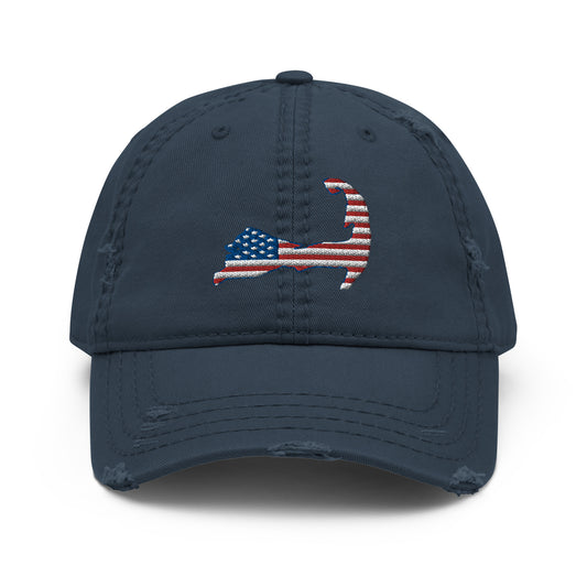 Cape Cod Patriotic American Flag Distressed Hat