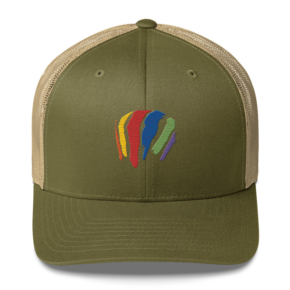 Rainbow Swash Mesh Snap Back Hat - Boston, Massachusetts | Gas Tanks Rainbow Corita