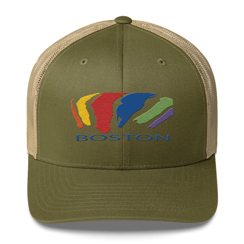 Boston Rainbow Swash Mesh Snap Back Hat - Dorchester, Massachusetts | Gas Tanks Rainbow Corita