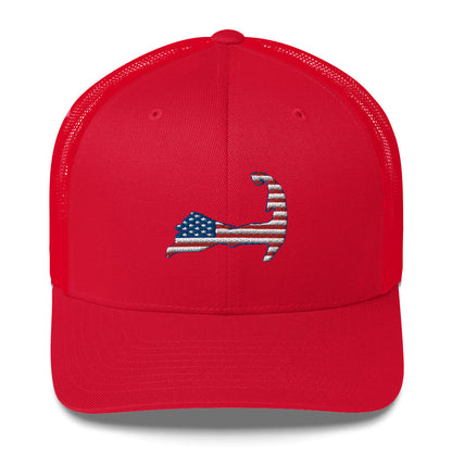 Cape Cod Patriotic American Flag Trucker Cap Snapback