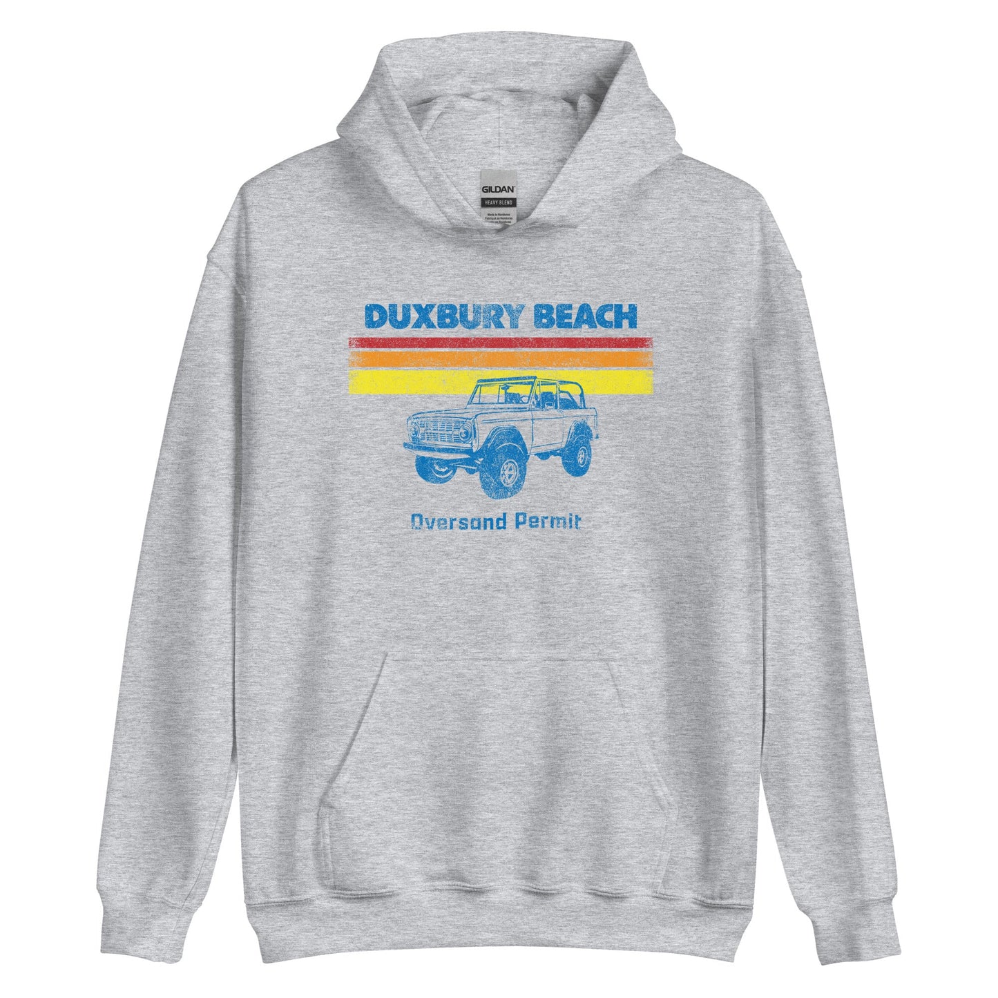 Duxbury Beach Oversand Retro Jeep Hoodie - Duxbury, MA | Summer Beach Vintage Sweatshirt