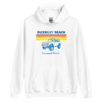 Duxbury Beach Oversand Retro Jeep Hoodie - Duxbury, MA | Summer Beach Vintage Sweatshirt