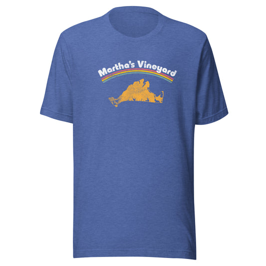 Martha's Vineyard T-Shirt - Retro Rainbow Cape & Islands