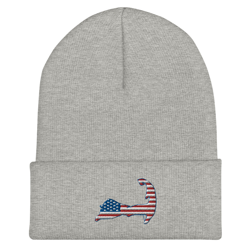 Cape Cod Patriotic American Flag Winter Hat Beanie