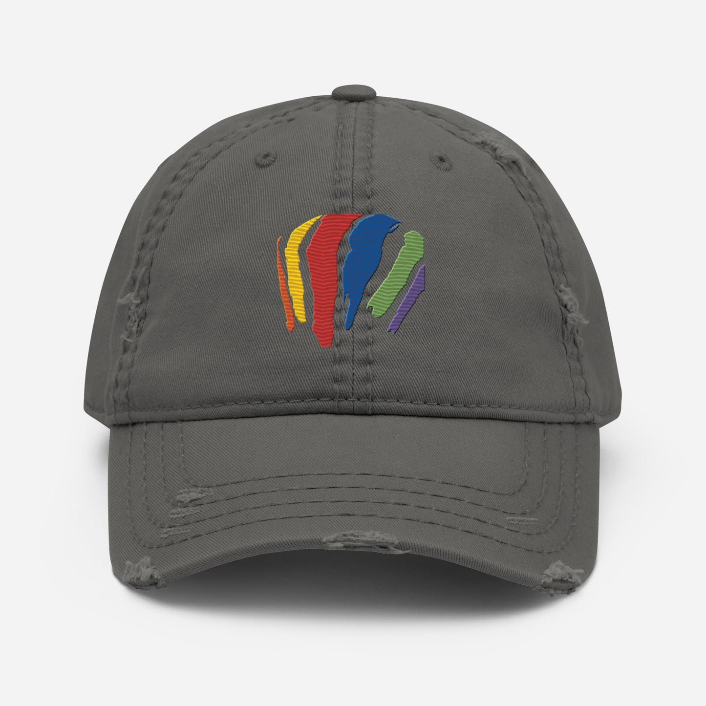 Rainbow Swash Distressed Velcro Back Hat - Boston, Massachusetts | Gas Tanks Rainbow Corita