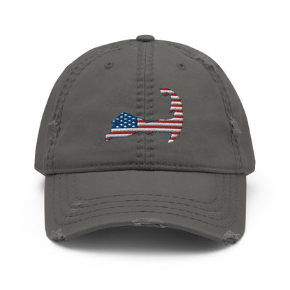 Cape Cod Patriotic American Flag Distressed Hat