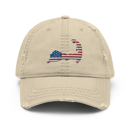 Cape Cod Patriotic American Flag Distressed Hat