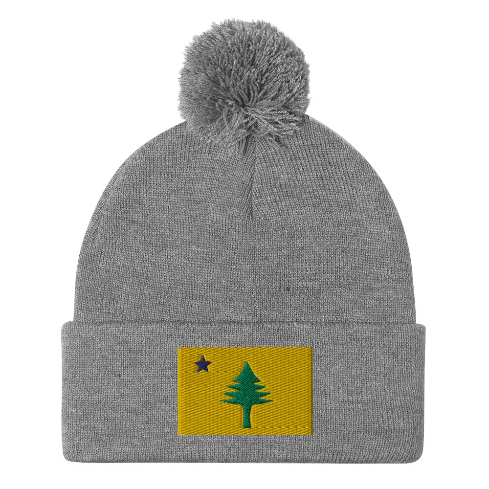 1901 Maine State Flag Winter Hat Pom-Pom Beanie