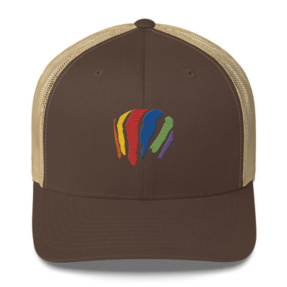 Rainbow Swash Mesh Snap Back Hat - Boston, Massachusetts | Gas Tanks Rainbow Corita