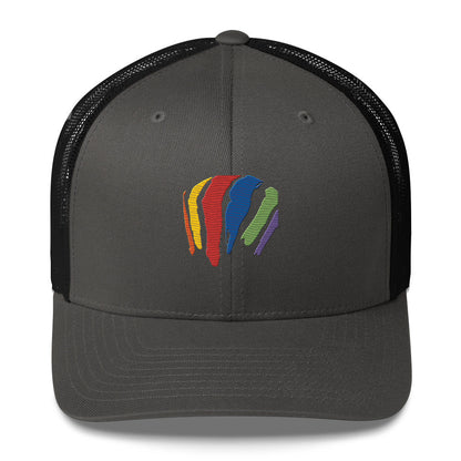 Rainbow Swash Mesh Snap Back Hat - Boston, Massachusetts | Gas Tanks Rainbow Corita