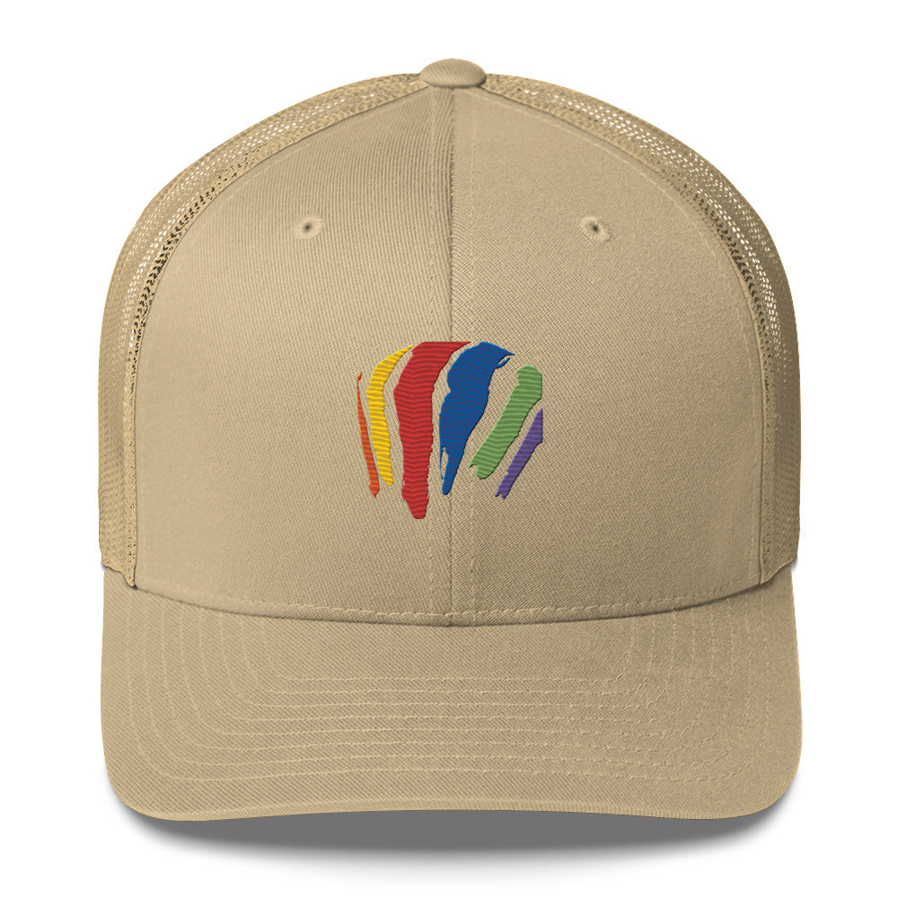 Rainbow Swash Mesh Snap Back Hat - Boston, Massachusetts | Gas Tanks Rainbow Corita