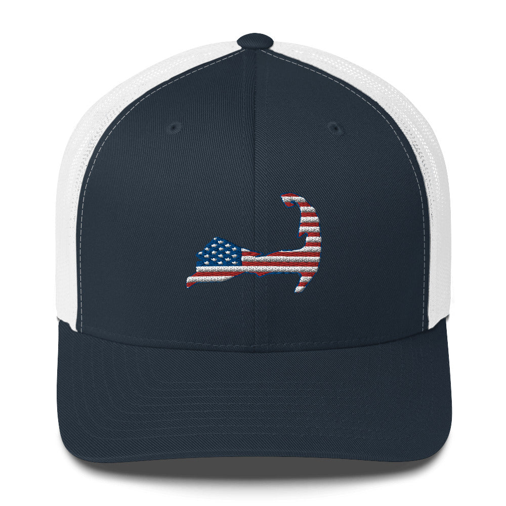 Cape Cod Patriotic American Flag Trucker Cap Snapback