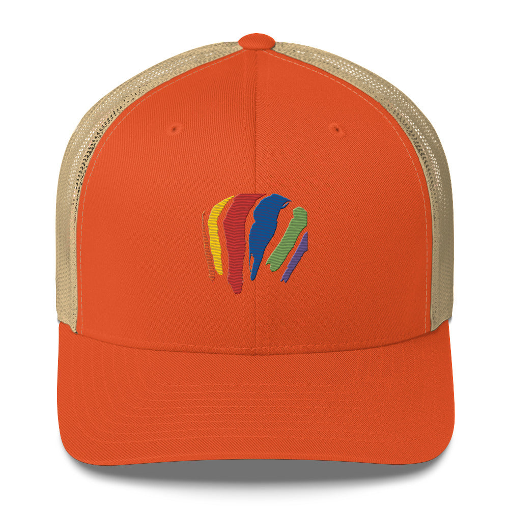 Rainbow Swash Mesh Snap Back Hat - Boston, Massachusetts | Gas Tanks Rainbow Corita