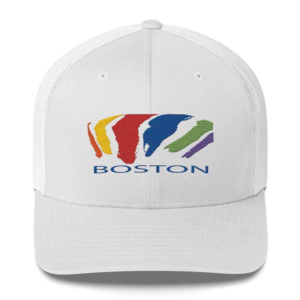 Boston Rainbow Swash Mesh Snap Back Hat - Dorchester, Massachusetts | Gas Tanks Rainbow Corita