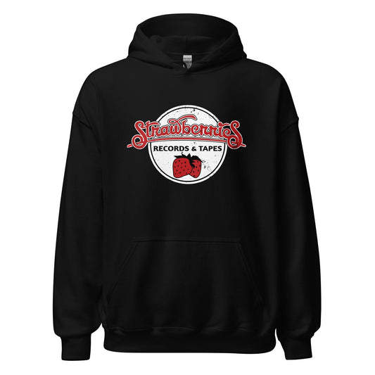 Strawberries Records Hoodie - Vintage Record Store Sweatshirt