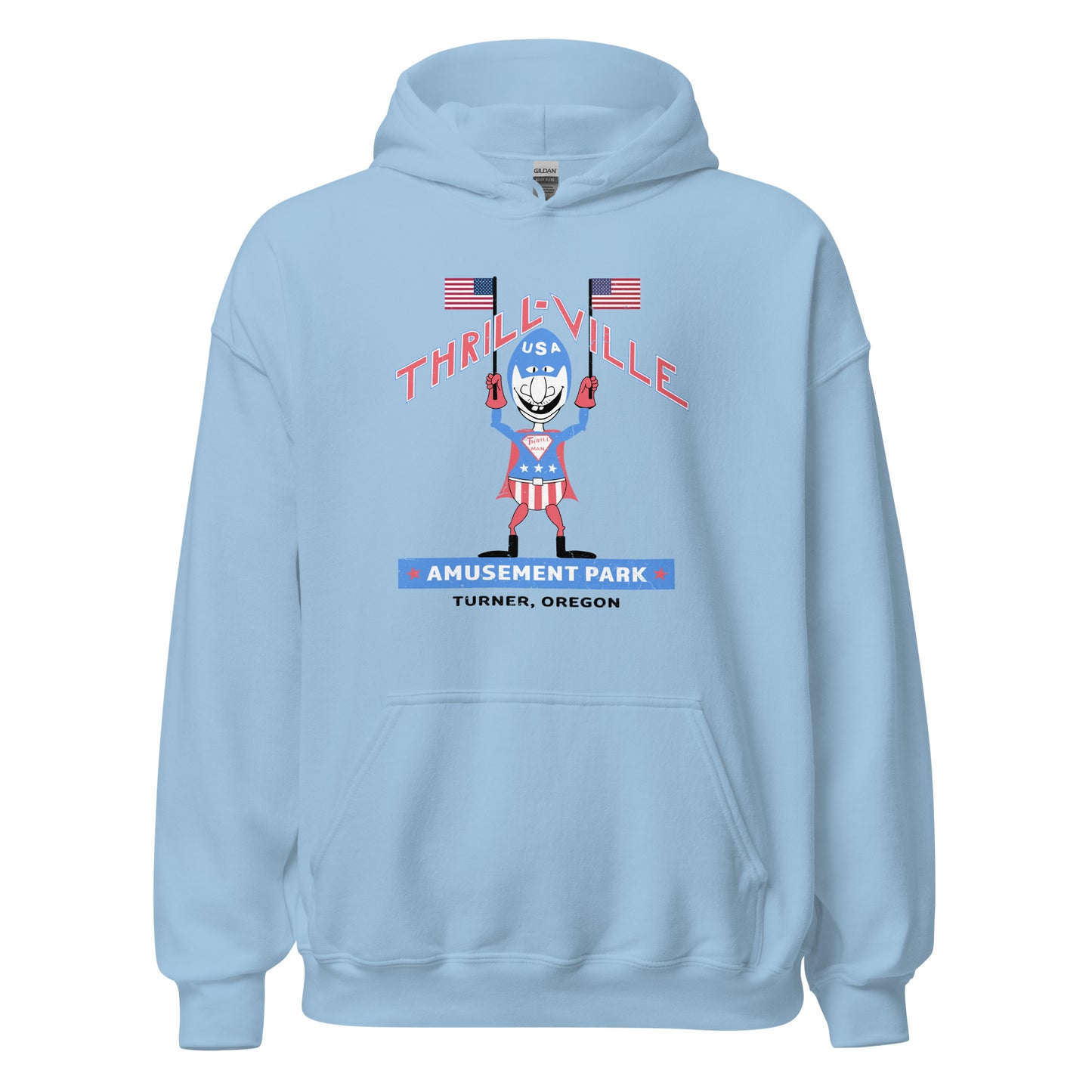 Thrillville USA Hoodie - Turner, Oregon | Retro 1980s Amusement Park Sweatshirt