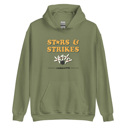 Stars & Strikes Hoodie - Vintage Candlepin Bowling Graphic Sweatshirt