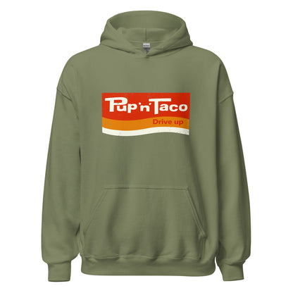 Pup 'n' Taco Hoodie - Retro 70s Vintage Fast Food Chain Sweatshirt