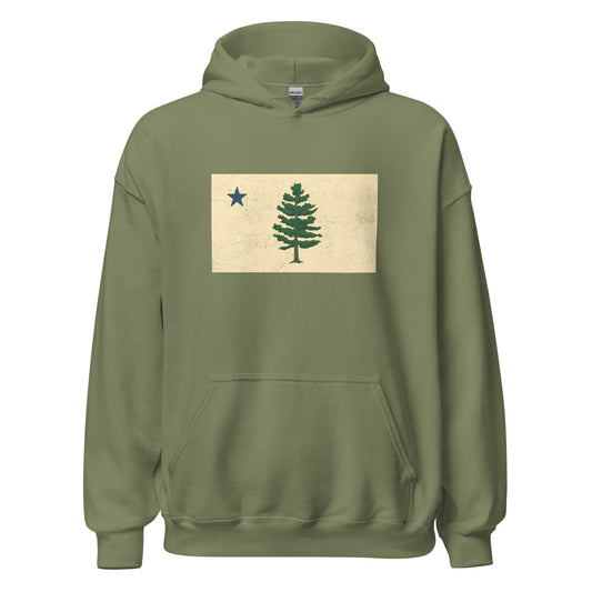 Maine State Flag Hoodie - New 1901 Pine Tree "Dirigo" Sweatshirt