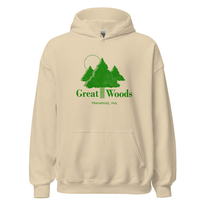 Great Woods Hoodie - Mansfield, MA | Retro Concert Venue Sweatshirt