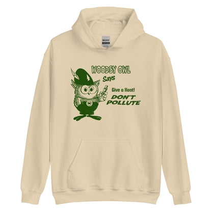 Give a Hoot! Don't Pollute Hoodie - Woodsy Owl Retro 80s Throwback Sweatshirt