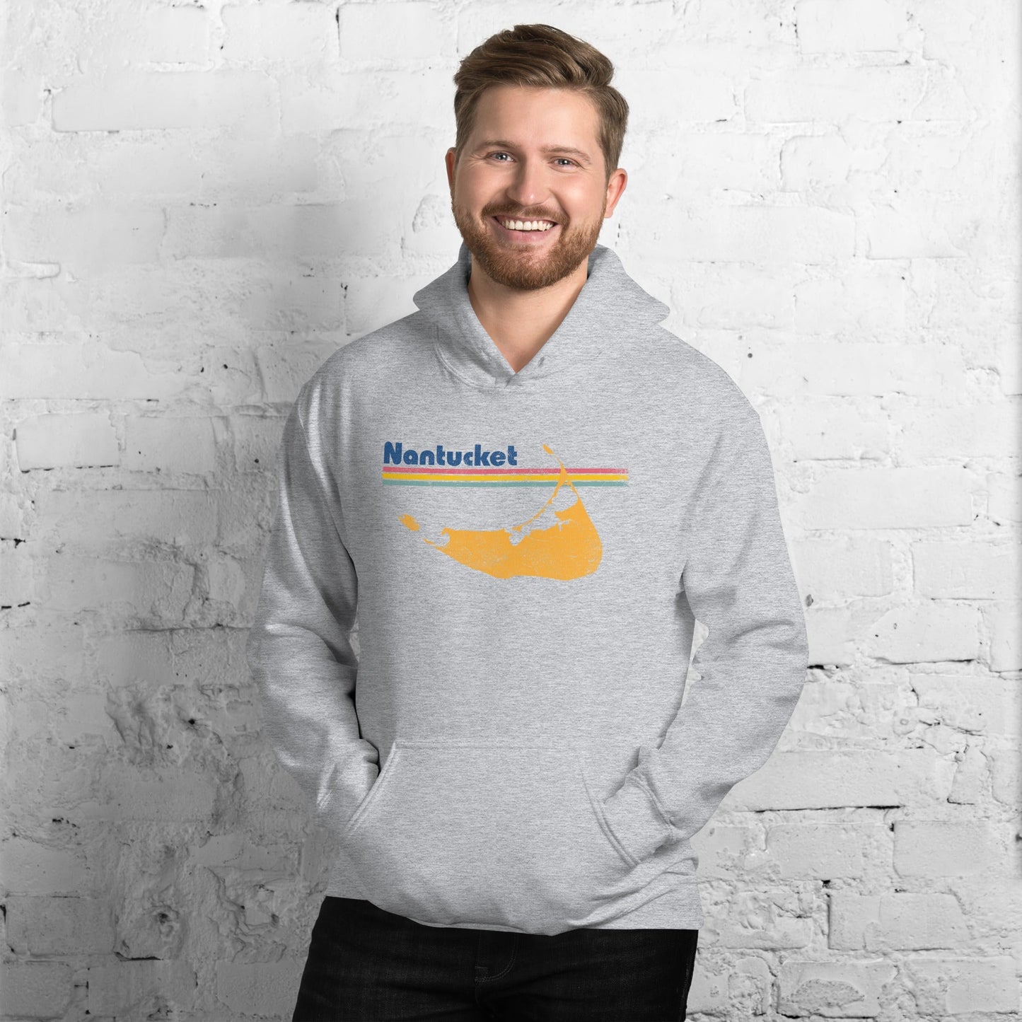 Nantucket Retro Island Vintage Hoodie - Nantucket, MA | Beach & Islands Summer Sweatshirt