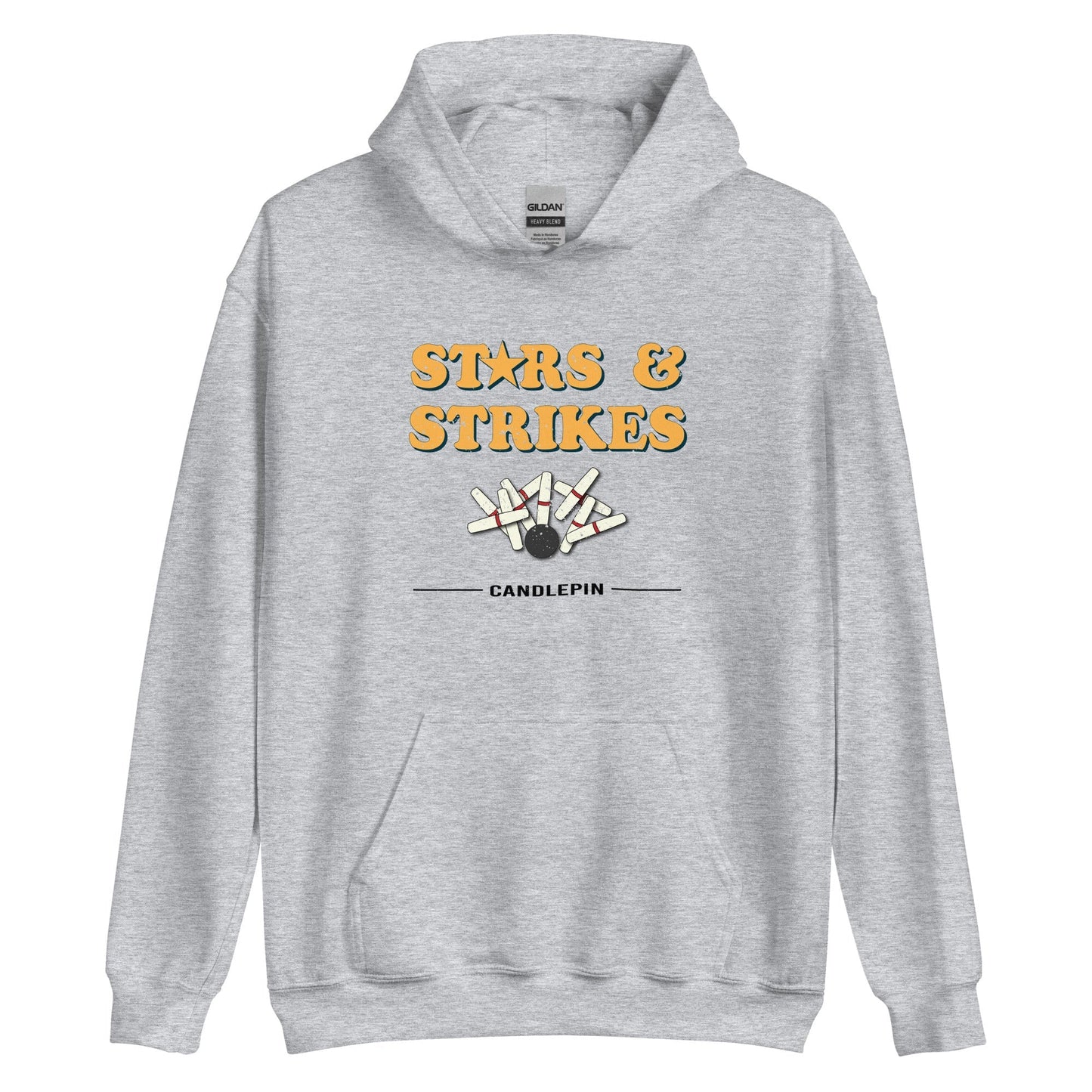 Stars & Strikes Hoodie - Vintage Candlepin Bowling Graphic Sweatshirt