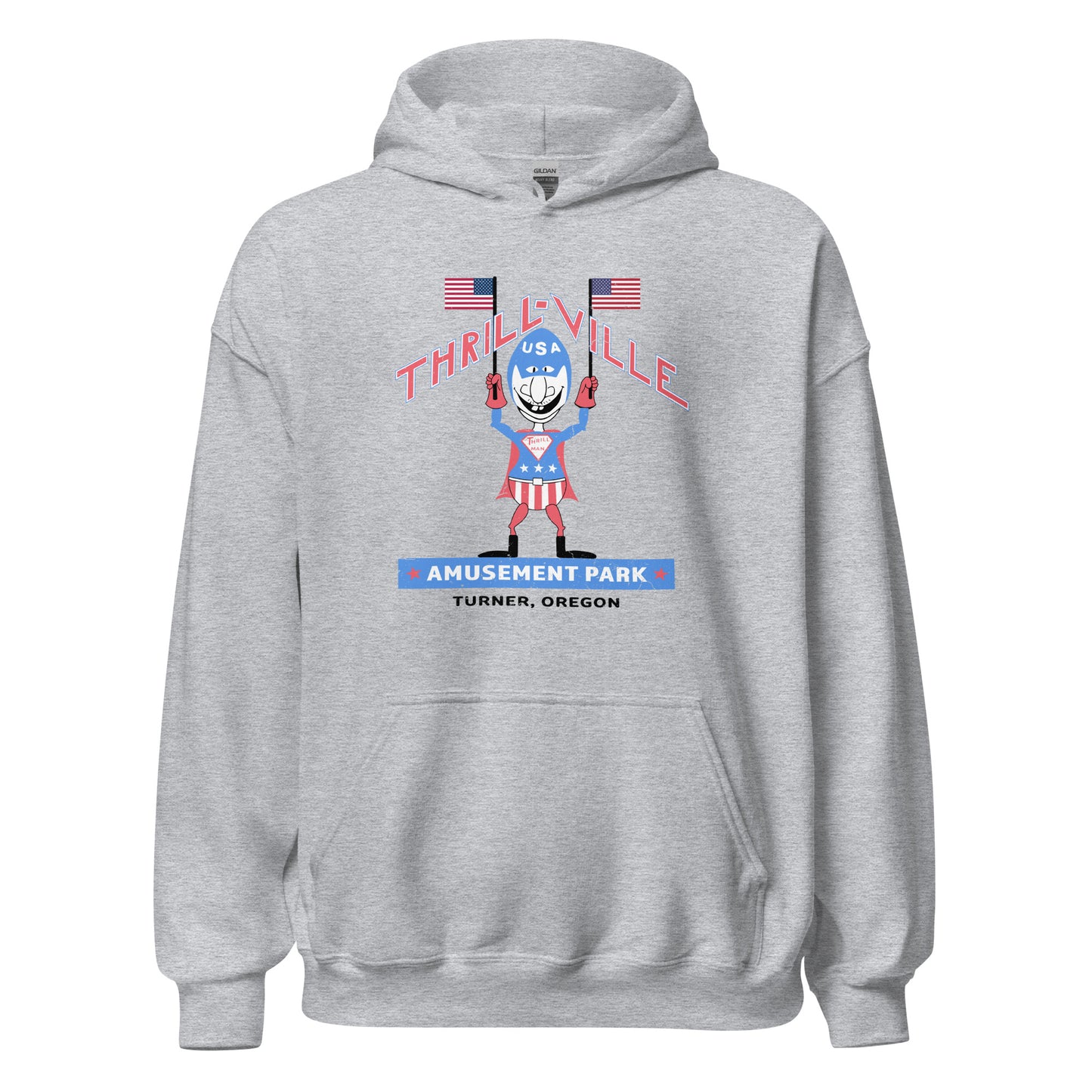 Thrillville USA Hoodie - Turner, Oregon | Retro 1980s Amusement Park Sweatshirt