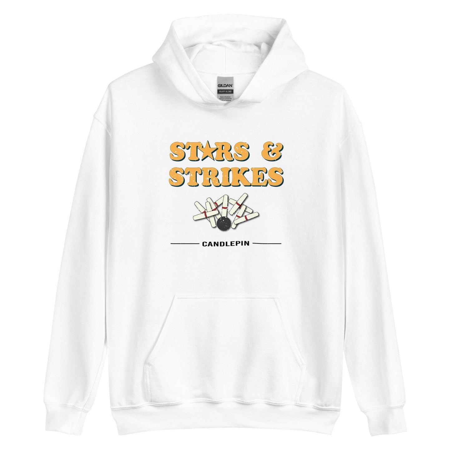 Stars & Strikes Hoodie - Vintage Candlepin Bowling Graphic Sweatshirt