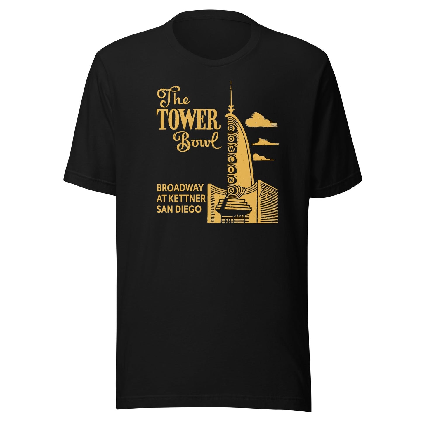 Tower Bowl T-Shirt - Retro Art Deco San Diego, CA Bowling Alley Tee