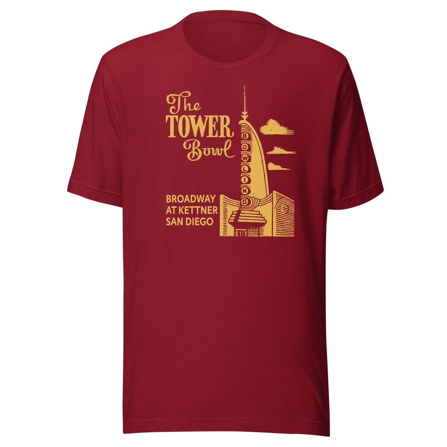 Tower Bowl T-Shirt - Retro Art Deco San Diego, CA Bowling Alley Tee