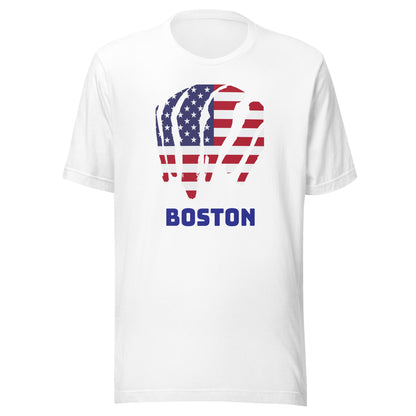 Boston Patriotic T-Shirt - American Flag Rainbow Swash | Dorchester Gas Tanks