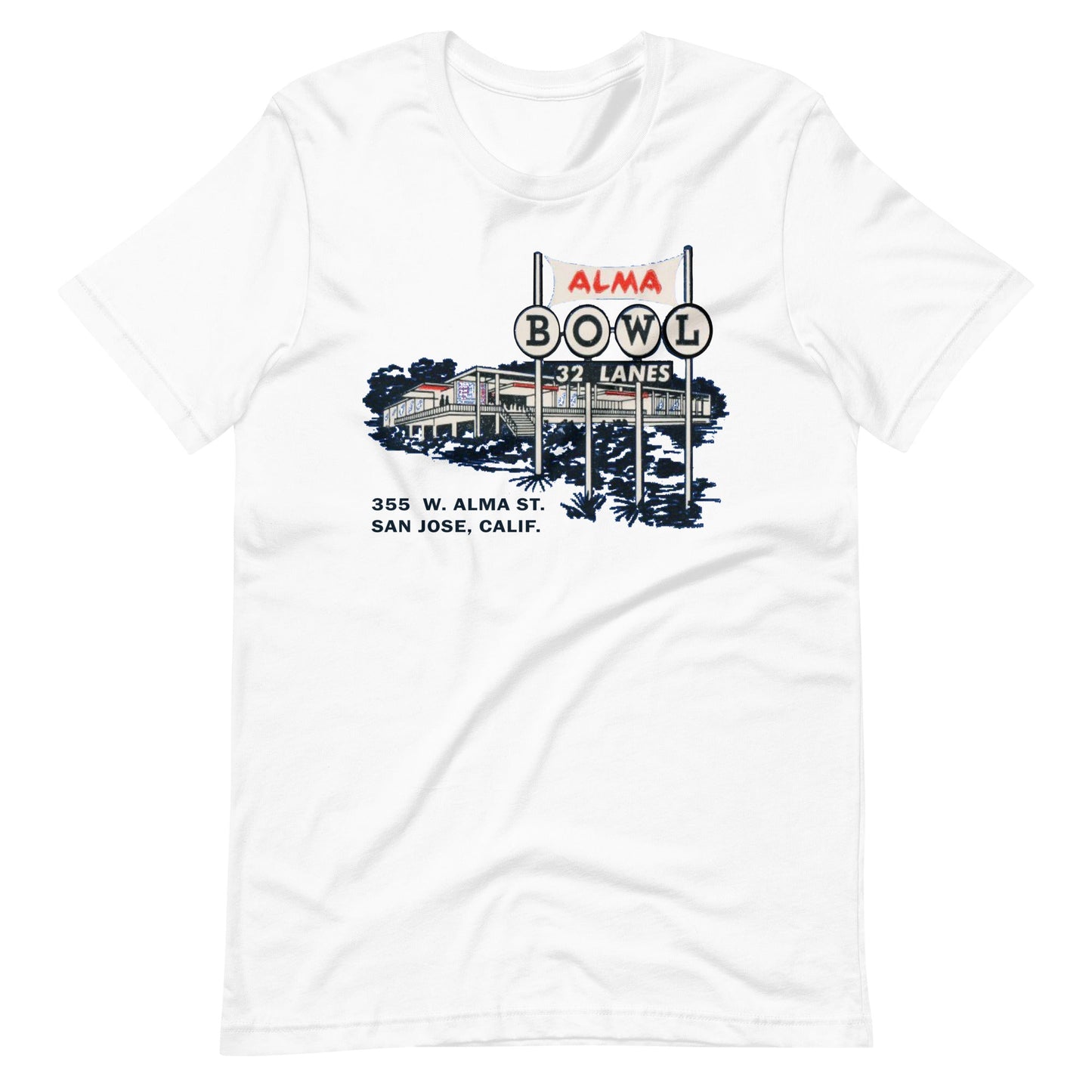 Alma Bowl T-Shirt - San Jose, CA | Retro California Bowling Alley Tee