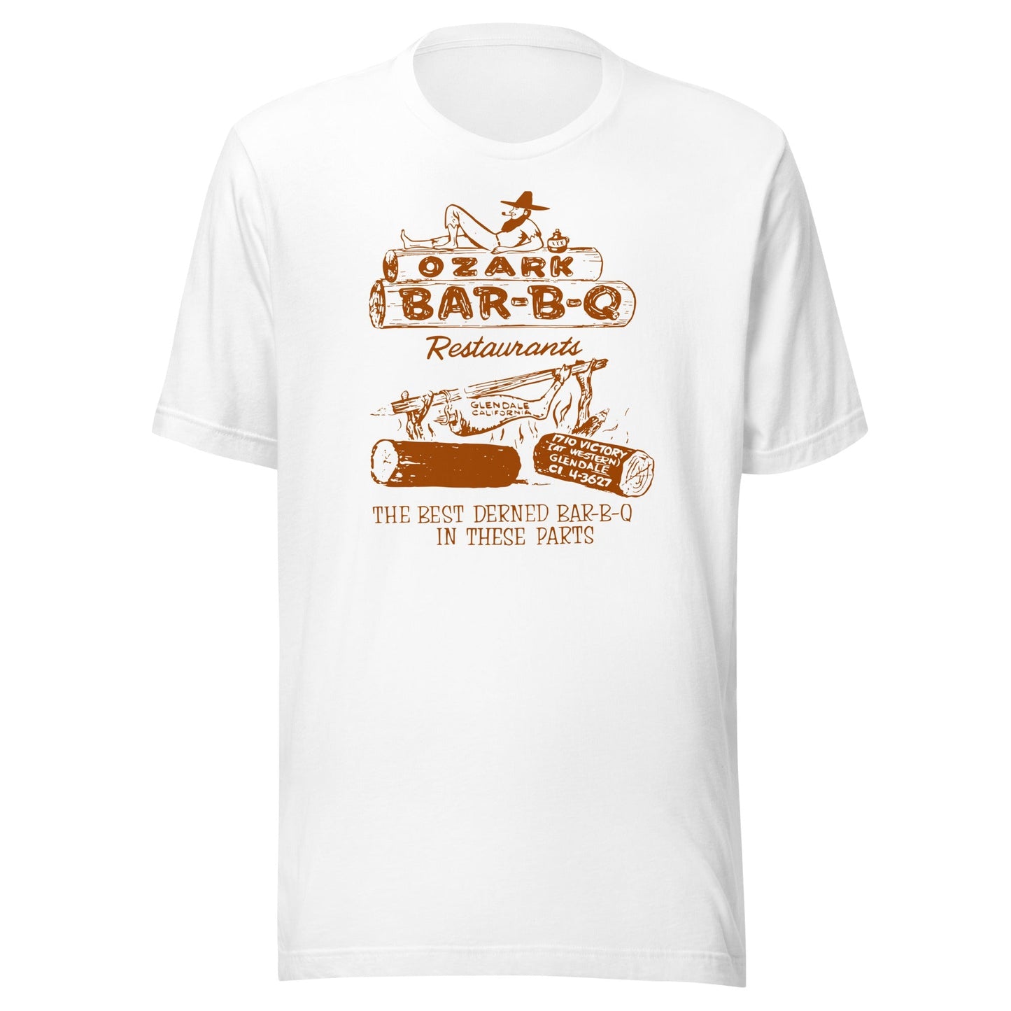 Ozark BBQ T-Shirt - Glendale, CA - Retro Beverly Hillbillies themed menu Tee