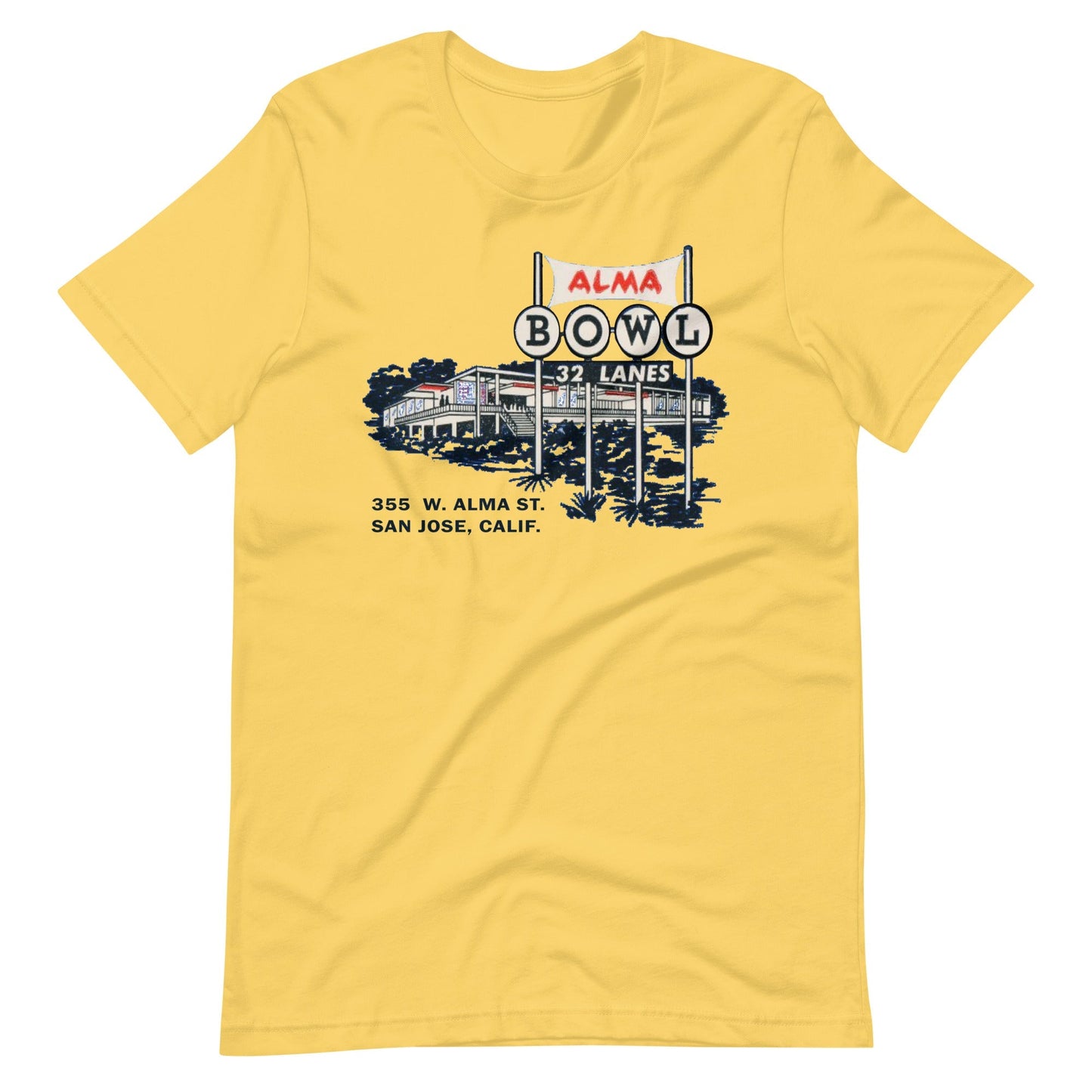 Alma Bowl T-Shirt - San Jose, CA | Retro California Bowling Alley Tee